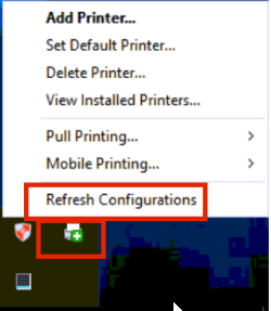 System tray showing PrinterLogic icon